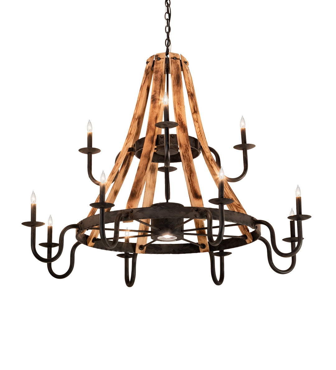 Meyda Tiffany Barrel Stave 213961 Chandelier Light - Natural Wood