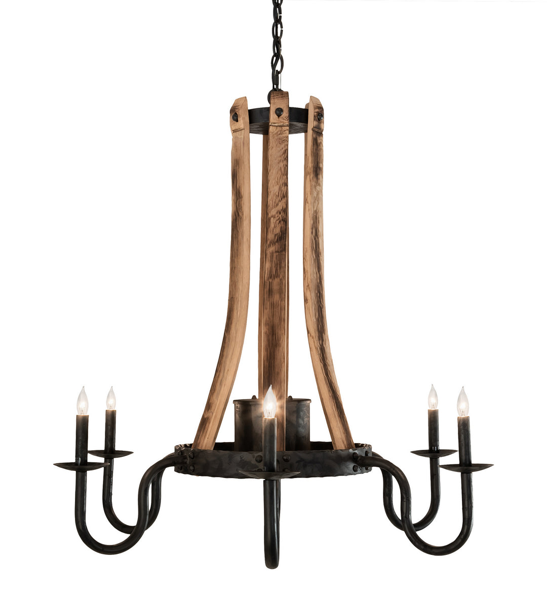 Meyda Tiffany Barrel Stave 214086 Chandelier Light - Natural Wood