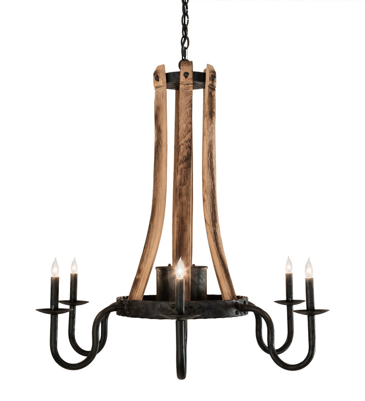 Meyda Tiffany Barrel Stave 214086 Chandelier Light - Natural Wood