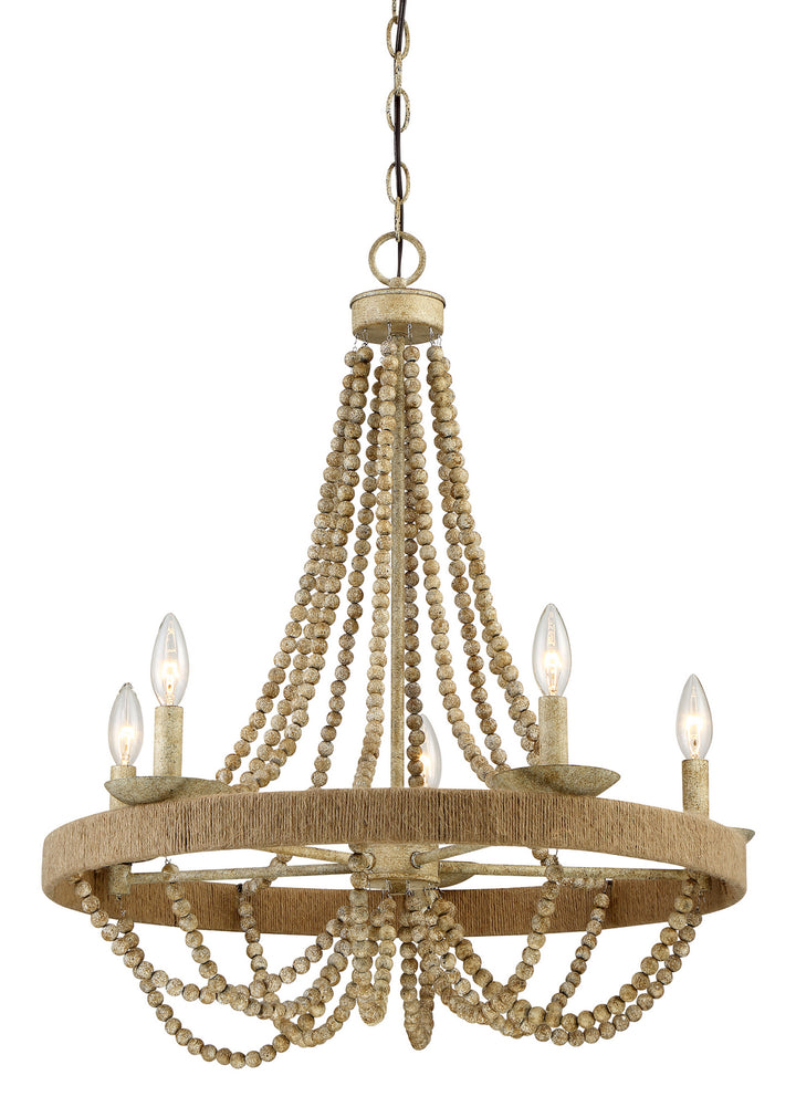 Meridian Mchan M10014-97 Chandelier Light - Natural Wood with Rope