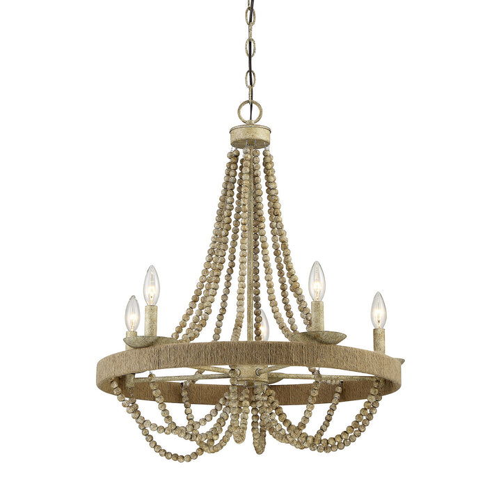 Meridian Mchan M10014-97 Chandelier Light - Natural Wood with Rope