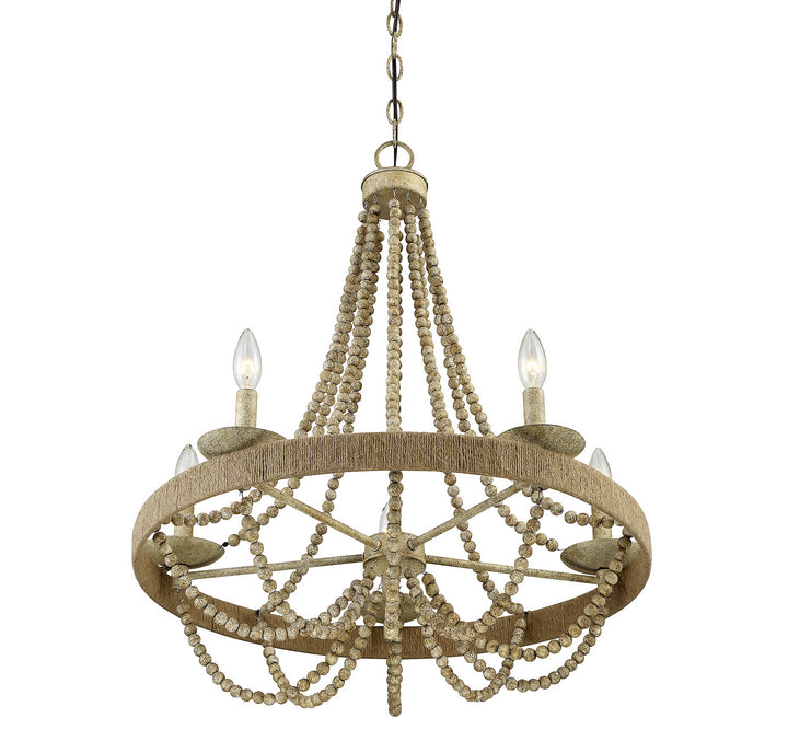 Meridian Mchan M10014-97 Chandelier Light - Natural Wood with Rope