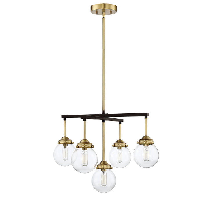 Meridian Mchan M10041ORBNB Chandelier Light - Oil Rubbed Bronze with Natural Brass