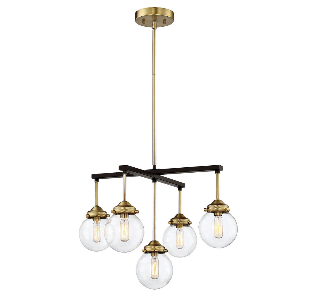 Meridian Mchan M10041ORBNB Chandelier Light - Oil Rubbed Bronze with Natural Brass