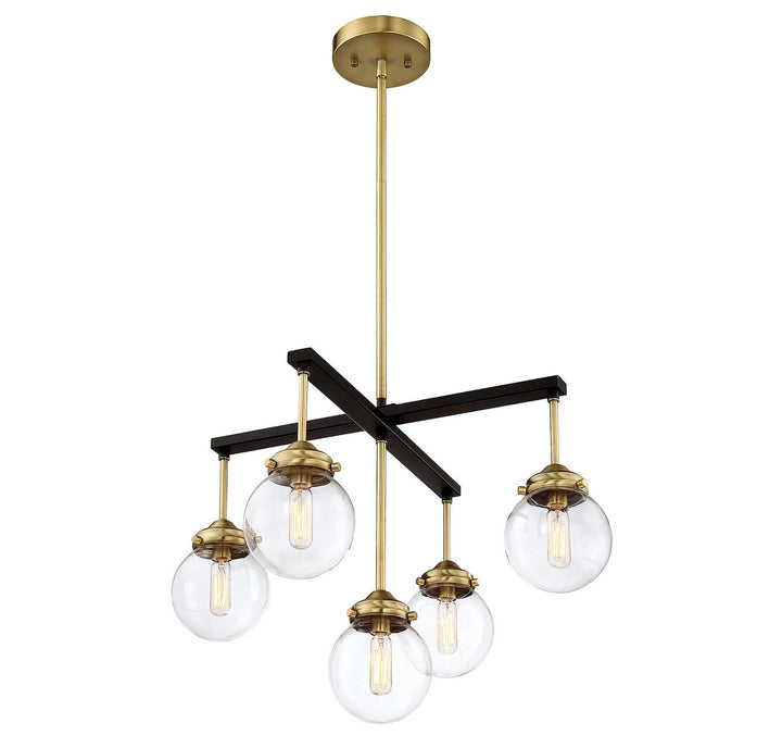 Meridian Mchan M10041ORBNB Chandelier Light - Oil Rubbed Bronze with Natural Brass