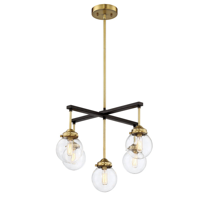Meridian Mchan M10041ORBNB Chandelier Light - Oil Rubbed Bronze with Natural Brass