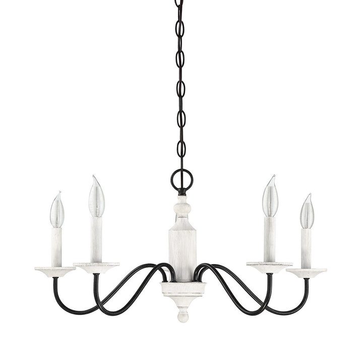 Meridian Mchan M10044WW Chandelier Light - Washed Wood and Iron