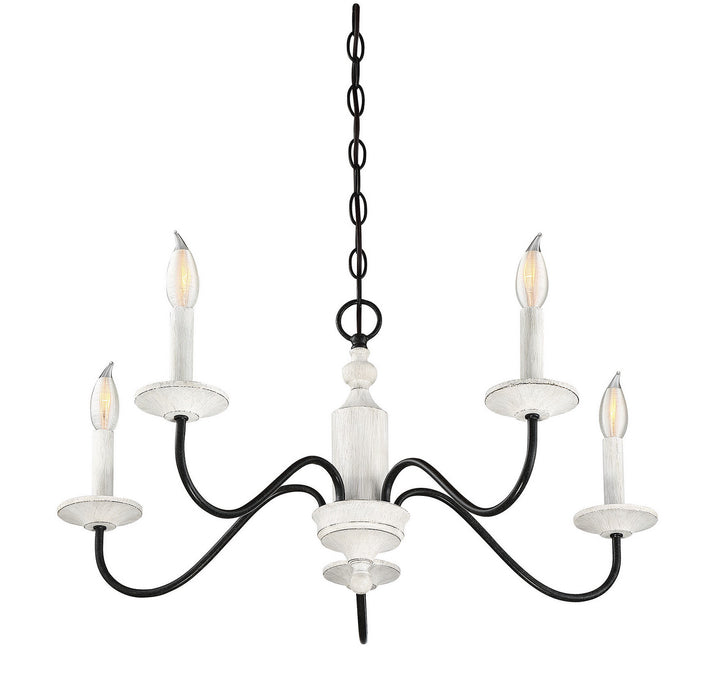 Meridian Mchan M10044WW Chandelier Light - Washed Wood and Iron