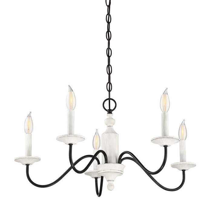 Meridian Mchan M10044WW Chandelier Light - Washed Wood and Iron