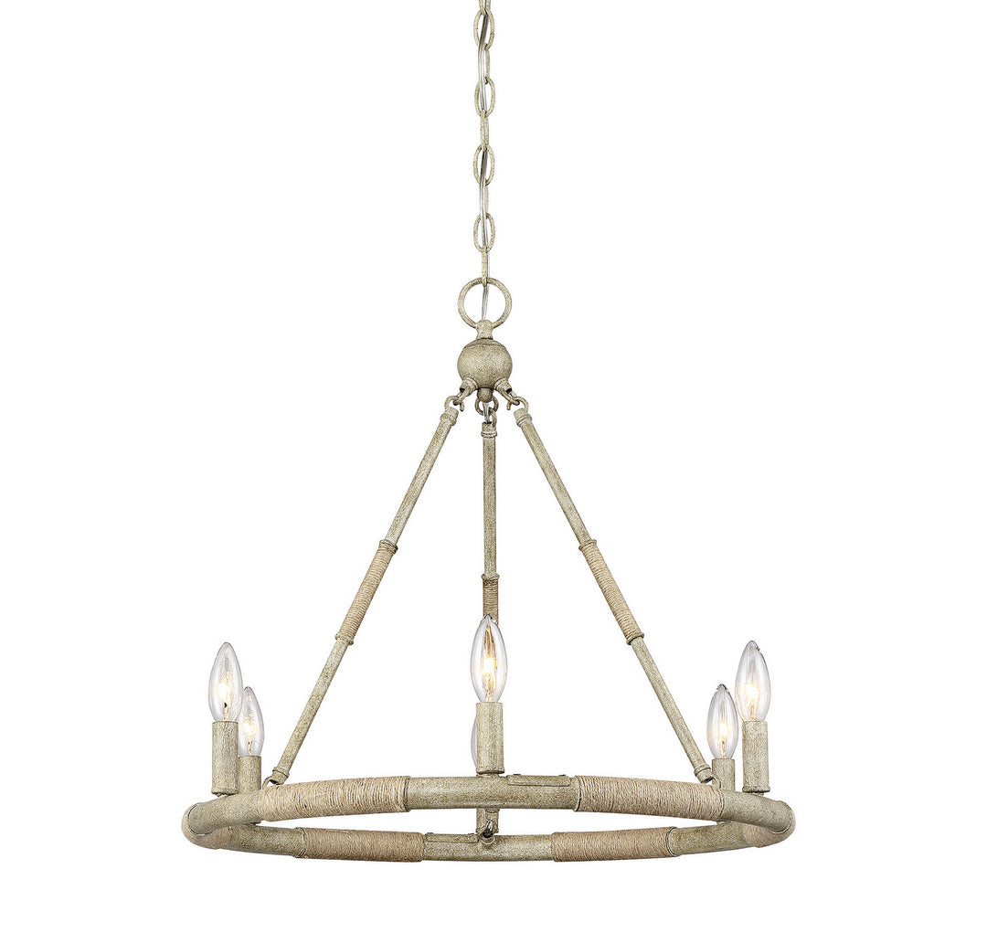Meridian Mchan M10047NWR Chandelier Light - Natural Wood and Rope