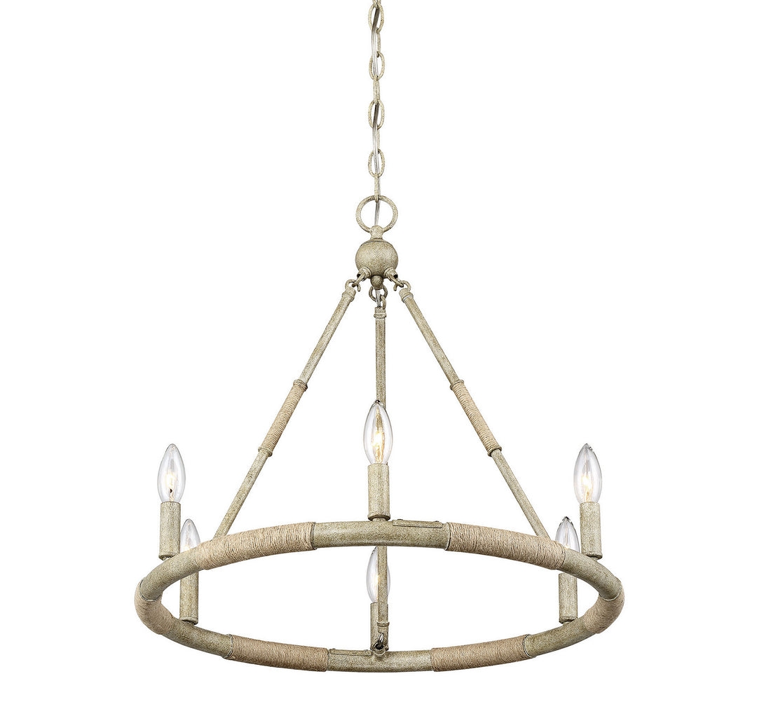 Meridian Mchan M10047NWR Chandelier Light - Natural Wood and Rope
