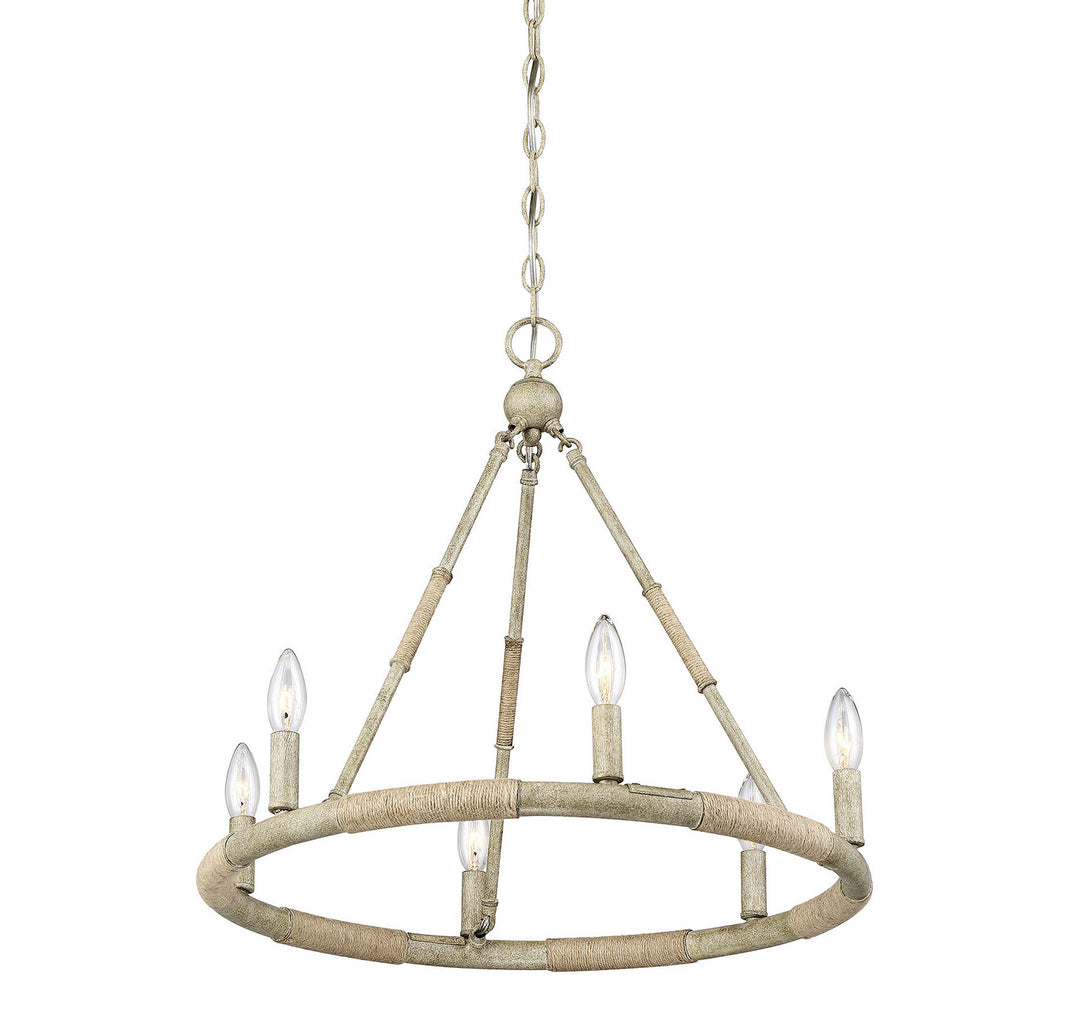 Meridian Mchan M10047NWR Chandelier Light - Natural Wood and Rope