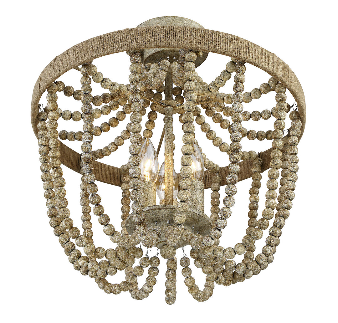 Meridian Msemi M60002-97 Ceiling Light - Natural Wood with Rope