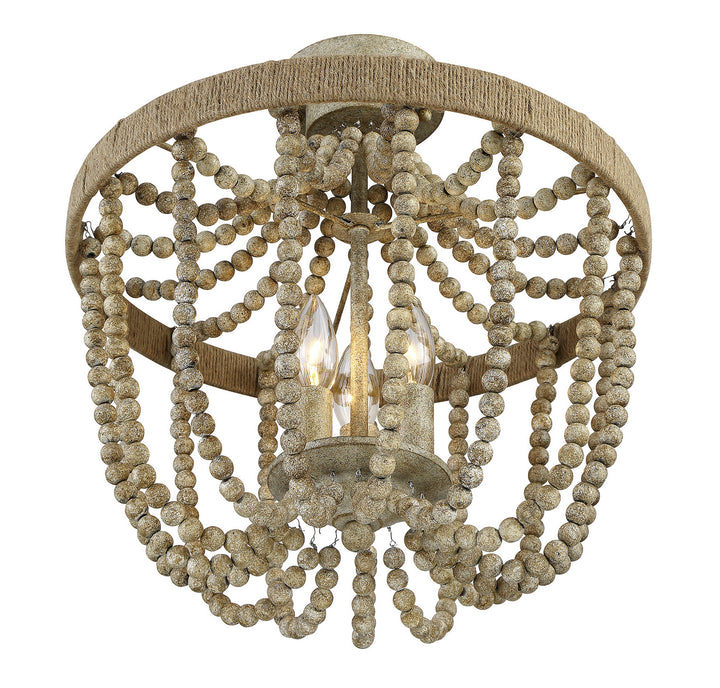 Meridian Msemi M60002-97 Ceiling Light - Natural Wood with Rope