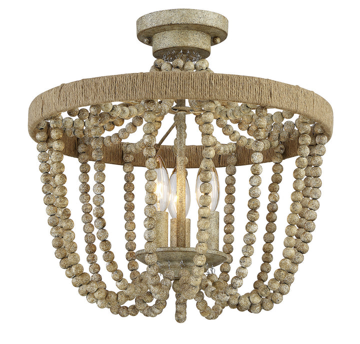 Meridian Msemi M60002-97 Ceiling Light - Natural Wood with Rope