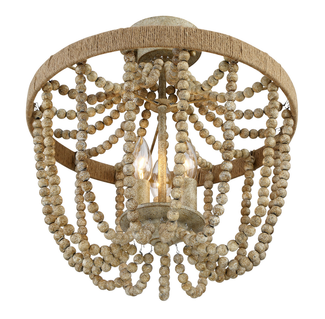 Meridian Msemi M60002-97 Ceiling Light - Natural Wood with Rope