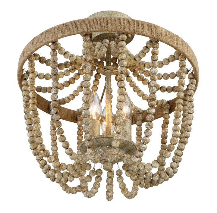 Meridian Msemi M60002-97 Ceiling Light - Natural Wood with Rope