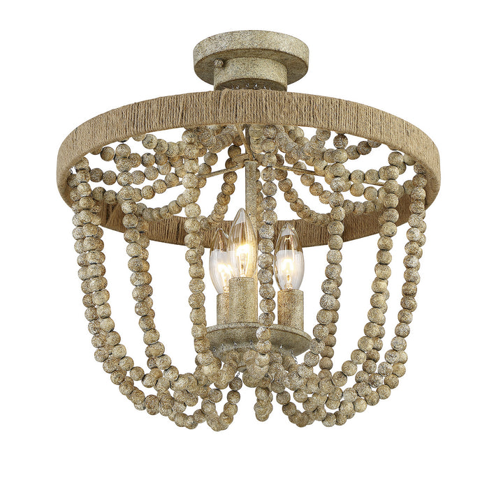 Meridian Msemi M60002-97 Ceiling Light - Natural Wood with Rope