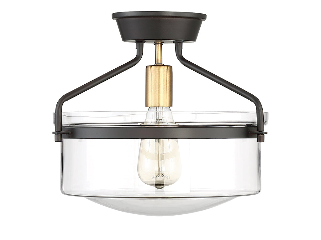 Meridian Msemi M60011ORBNB Ceiling Light - Oil Rubbed Bronze with Natural Brass
