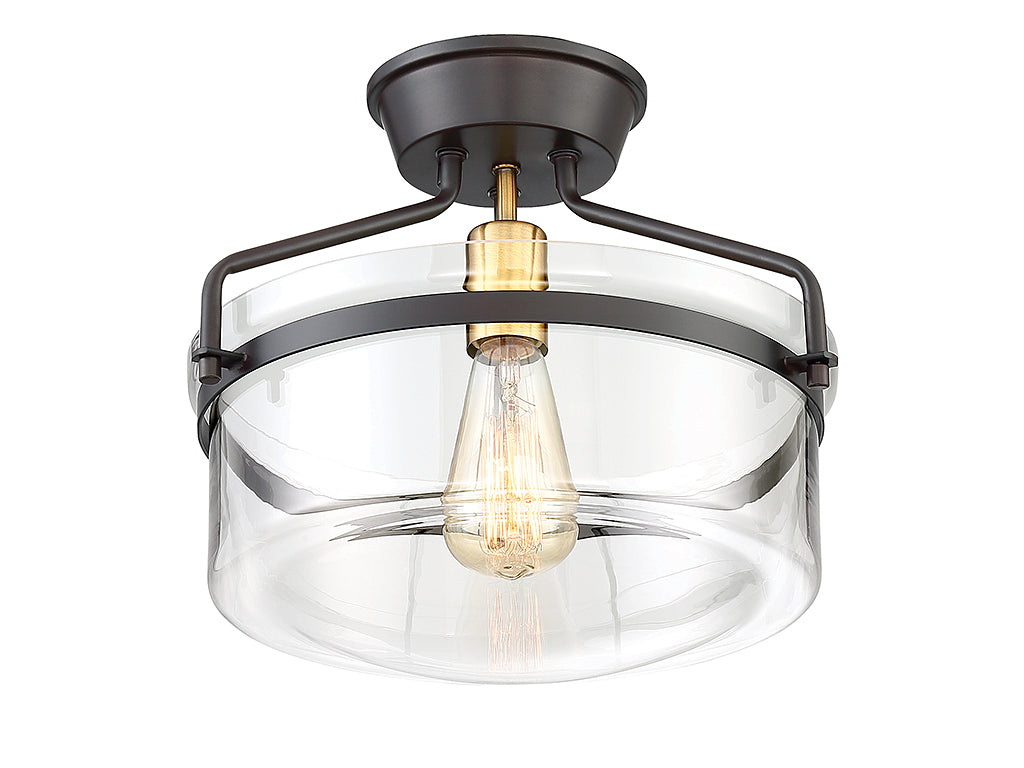 Meridian Msemi M60011ORBNB Ceiling Light - Oil Rubbed Bronze with Natural Brass