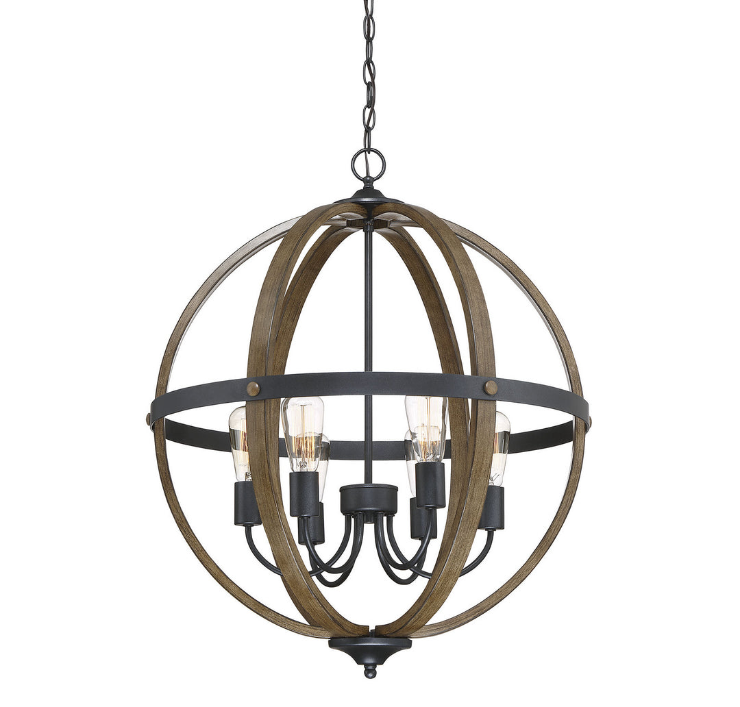 Meridian Mpend M70034WB Chandelier Light - Wood with Black