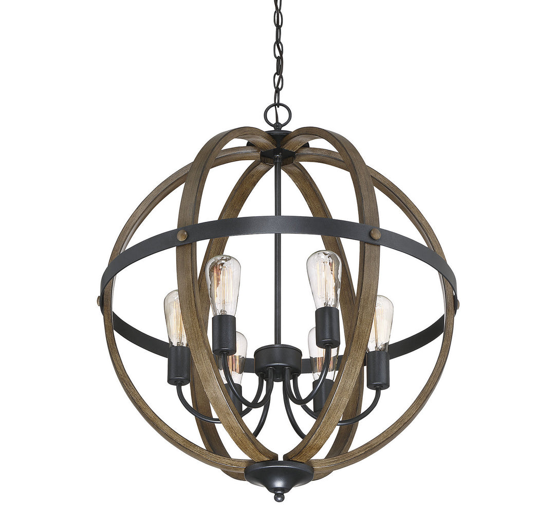 Meridian Mpend M70034WB Chandelier Light - Wood with Black