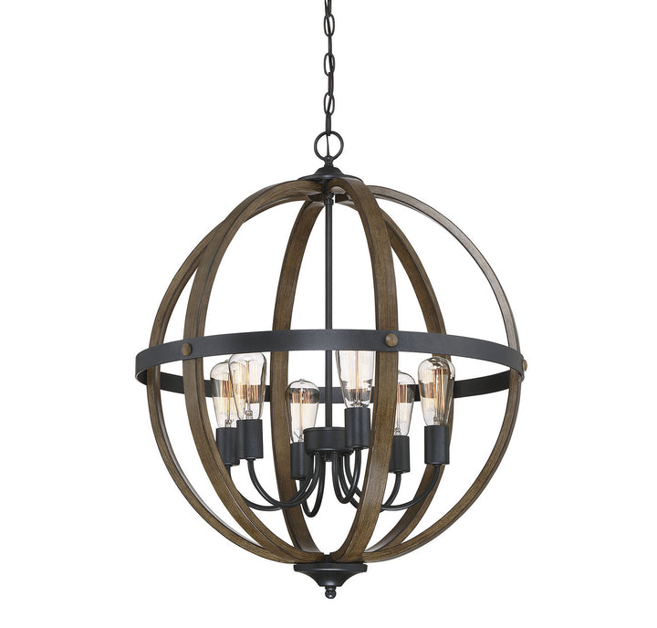 Meridian Mpend M70034WB Chandelier Light - Wood with Black