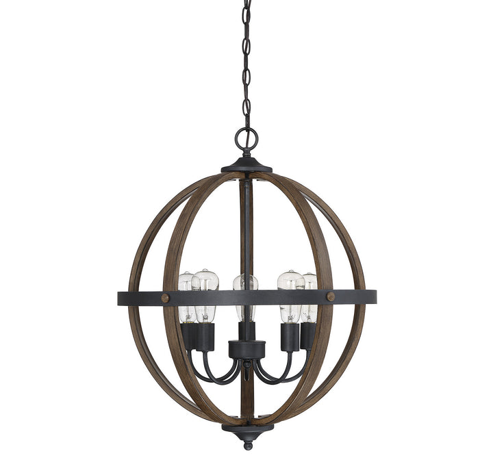 Meridian Mchan M70041WB Chandelier Light - Wood with Black