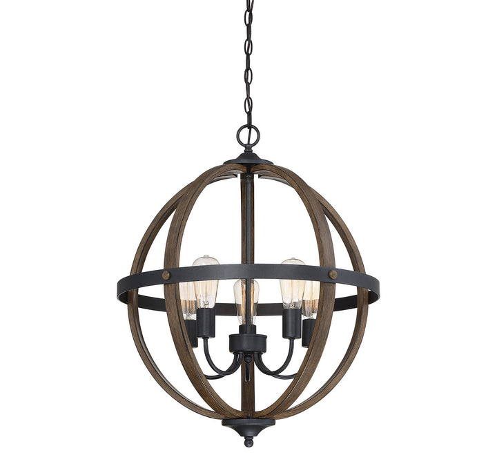 Meridian Mchan M70041WB Chandelier Light - Wood with Black