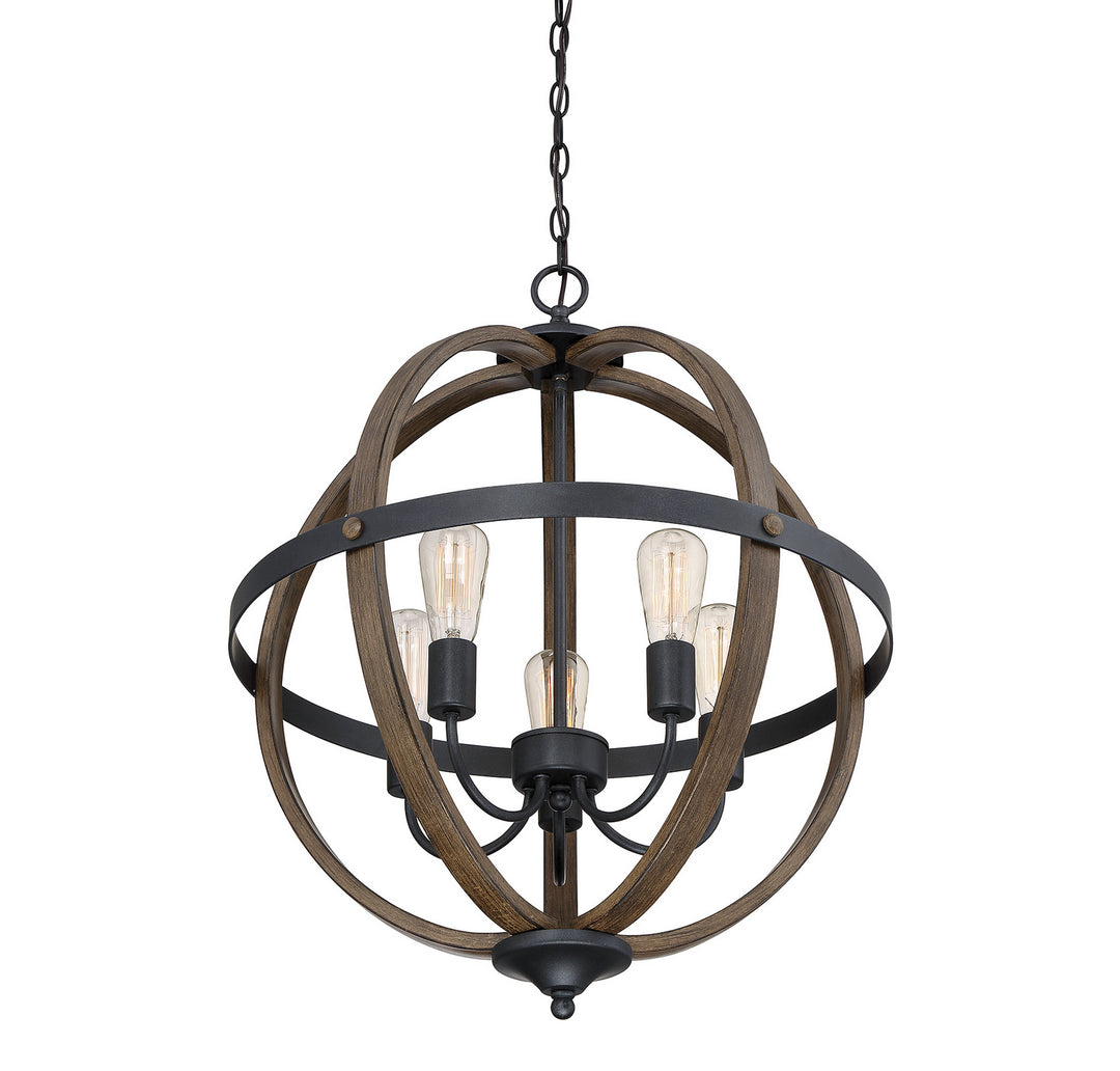 Meridian Mchan M70041WB Chandelier Light - Wood with Black