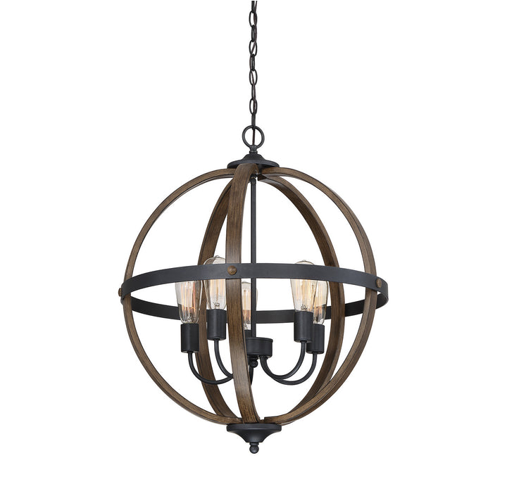 Meridian Mchan M70041WB Chandelier Light - Wood with Black