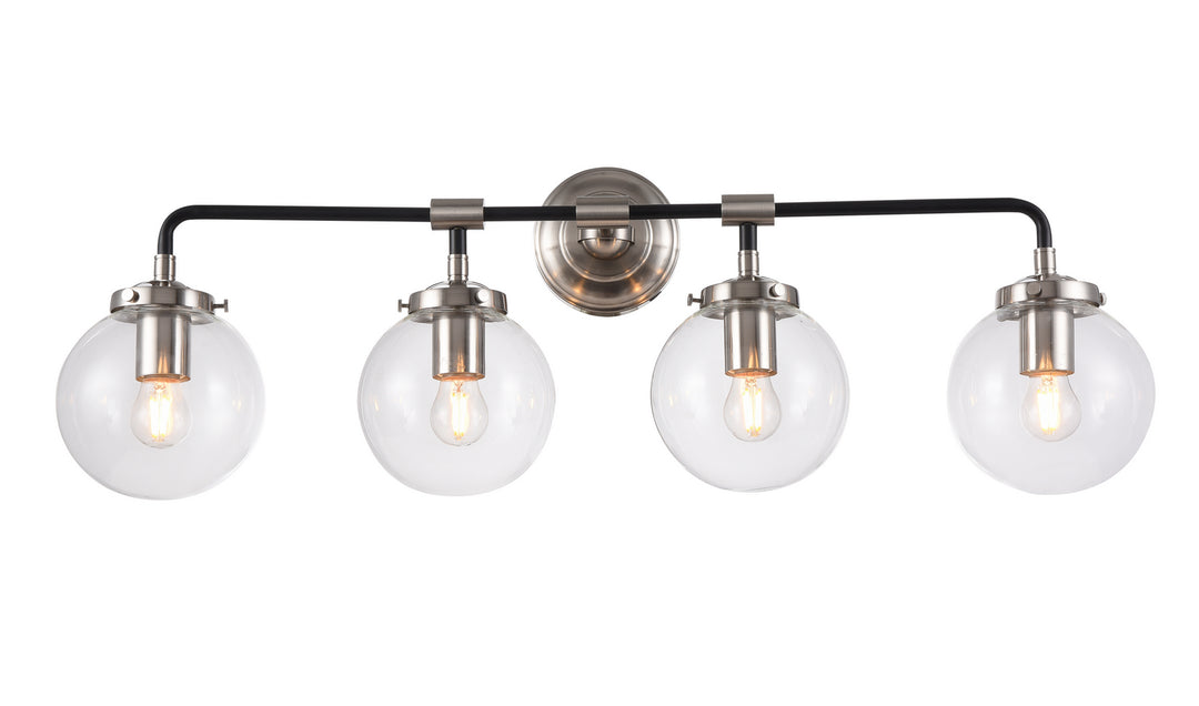 Bethel International DU94 Bath Vanity Light 7 in. wide - Polished Nickel & Black