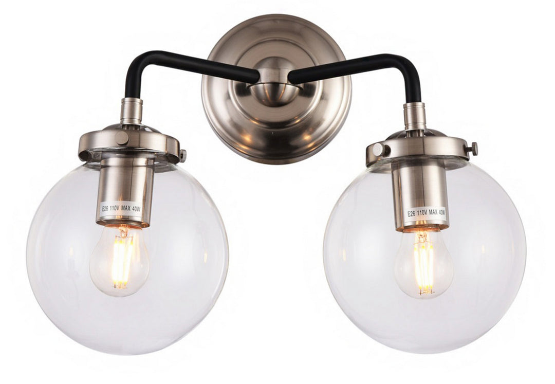 Bethel International DU95 Bath Vanity Light 7 in. wide - Polished Nickel & Black