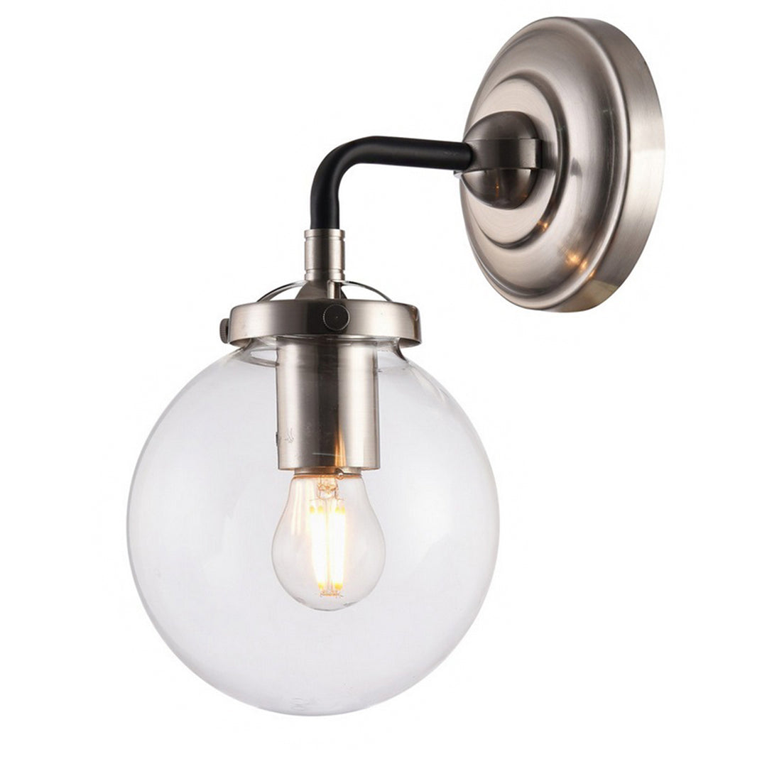 Bethel International DU96 Wall Sconce Light - Polished Nickel & Black