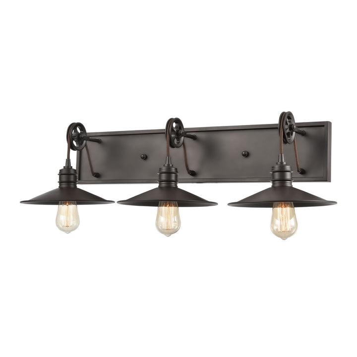 Elk Spindle Wheel 69086/3 Bath Vanity Light 31 in. wide - Oil Rubbed Bronze