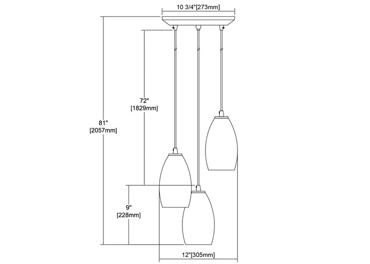 Elk Turbulence 85211/3 Pendant Light - Satin Nickel