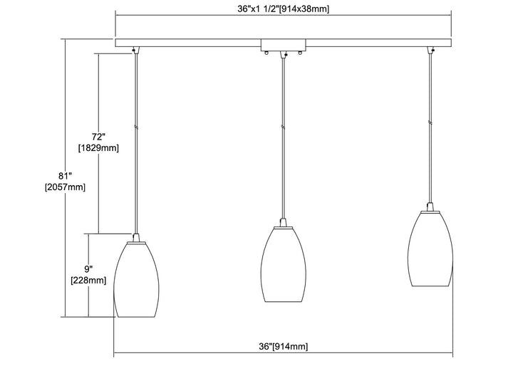 Elk Turbulence 85211/3L Pendant Light - Satin Nickel