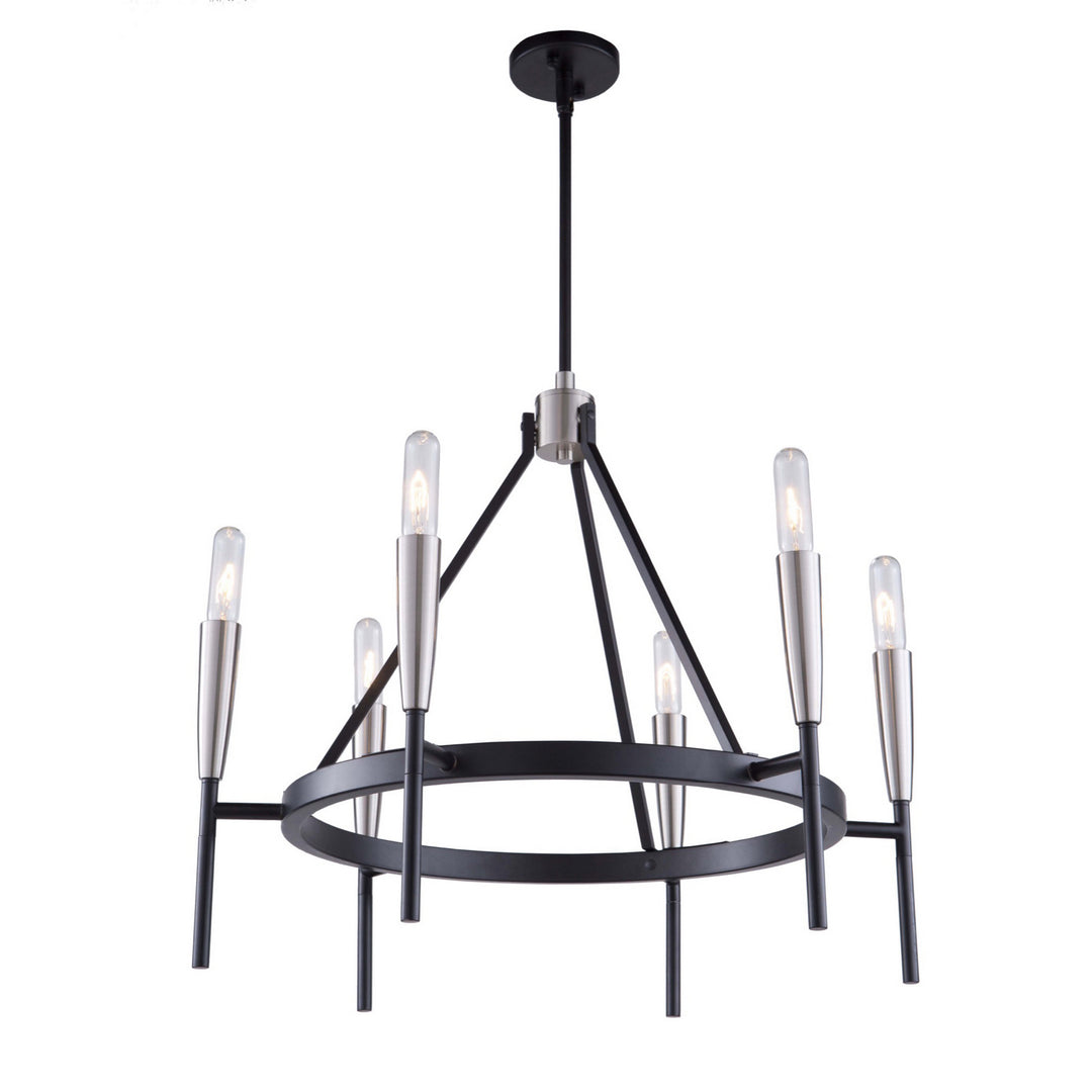 Artcraft Flute AC11416 Chandelier Light - Matte Black & Satin Nickel