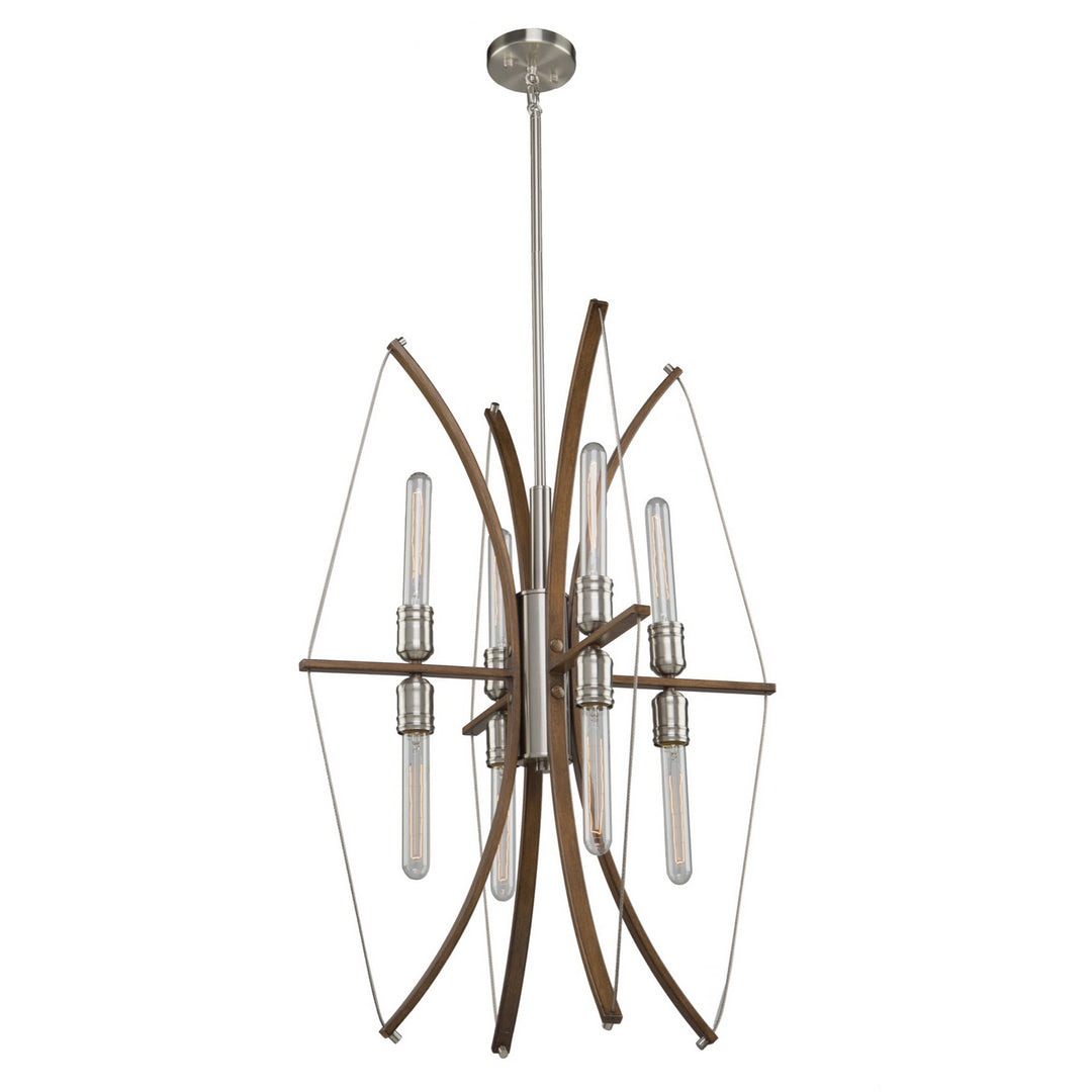 Artcraft Arco AC11483 Pendant Light - Faux Wood & Brushed Nickel