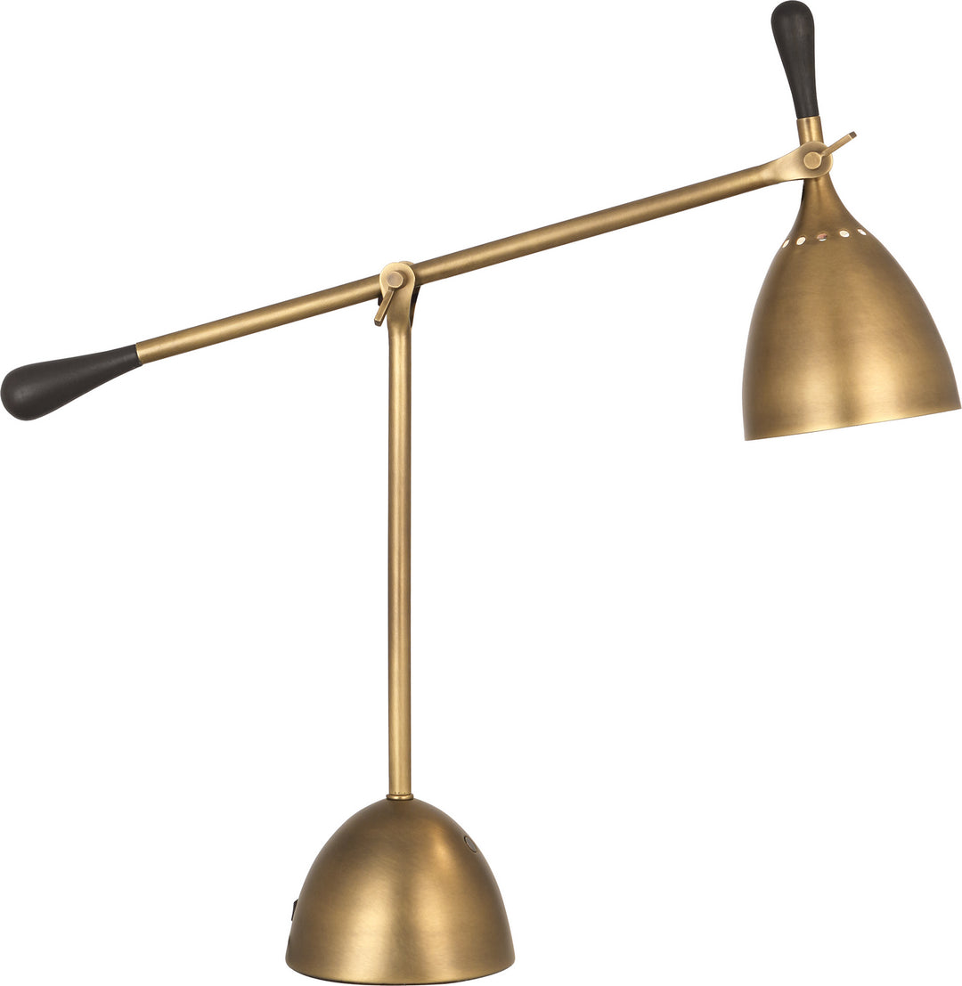 Robert Abbey Lighting 1340 Ledger Lamp Warm Brass W/Dark Walnut