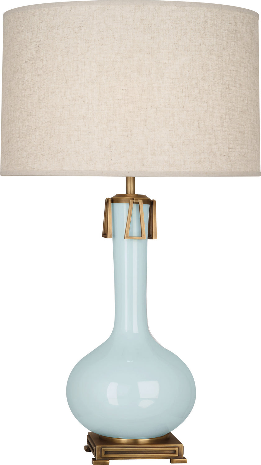 Robert Abbey Lighting BB992 Athena Lamp Baby Blue Glazed W/Aged Brass