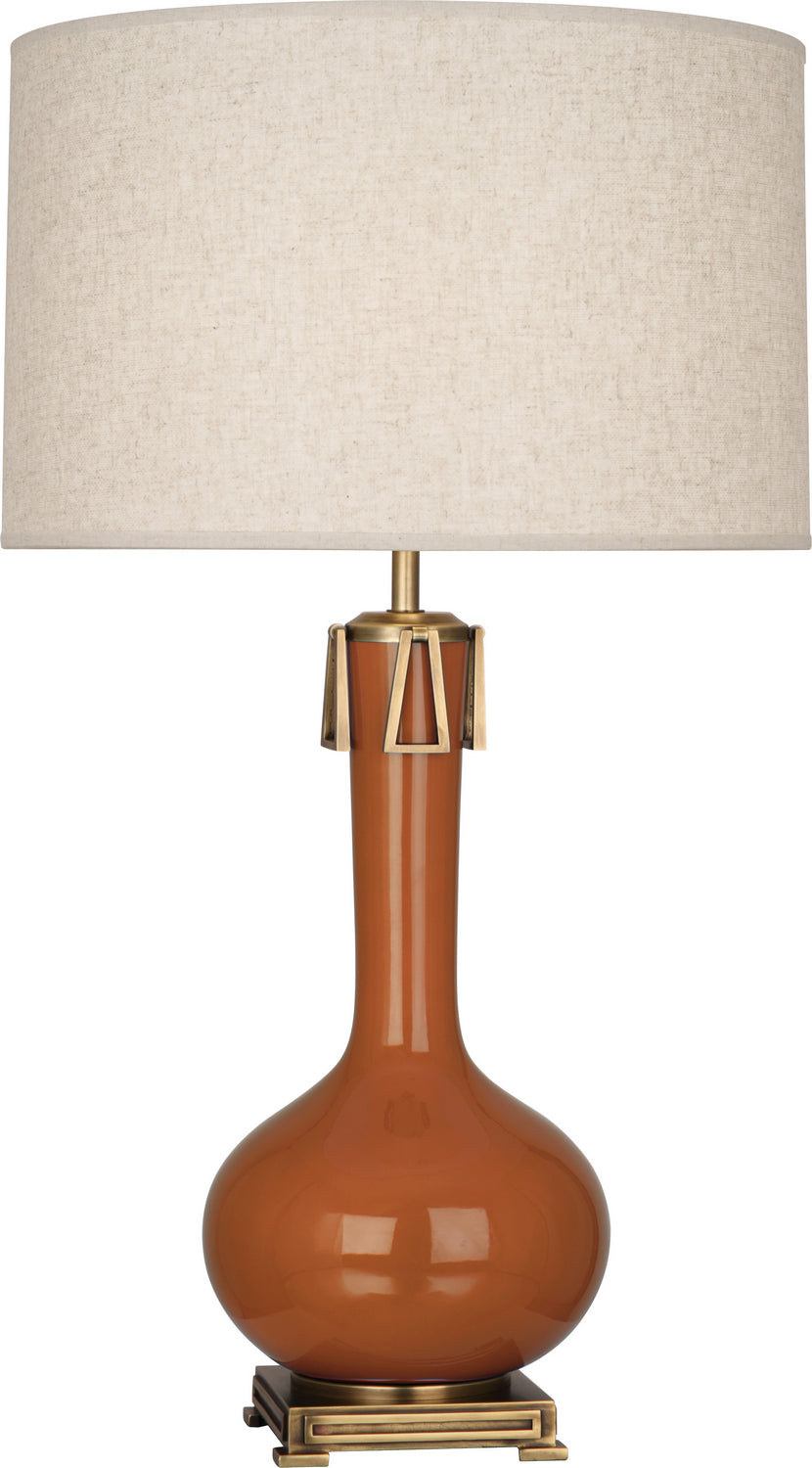 Robert Abbey Lighting CM992 Athena Lamp Cinnamon Glazed W/Aged Brass