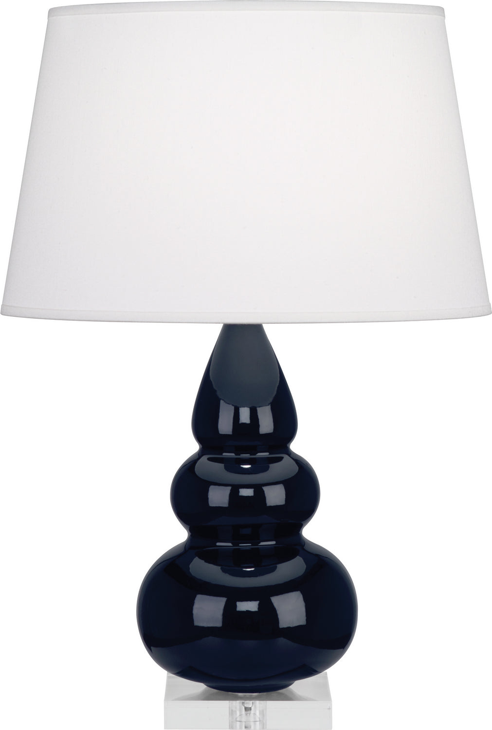 Robert Abbey Lighting MB33X Small Triple Gourd Lamp Midnight Blue Glazed W/Lucite Base