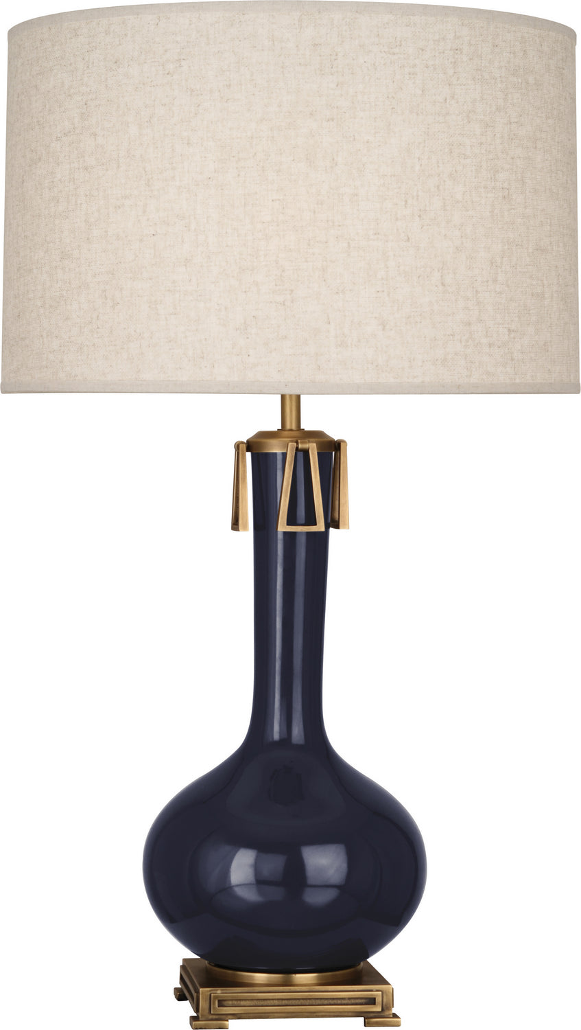 Robert Abbey Lighting MB992 Athena Lamp Midnight Blue Glazed W/Aged Brass