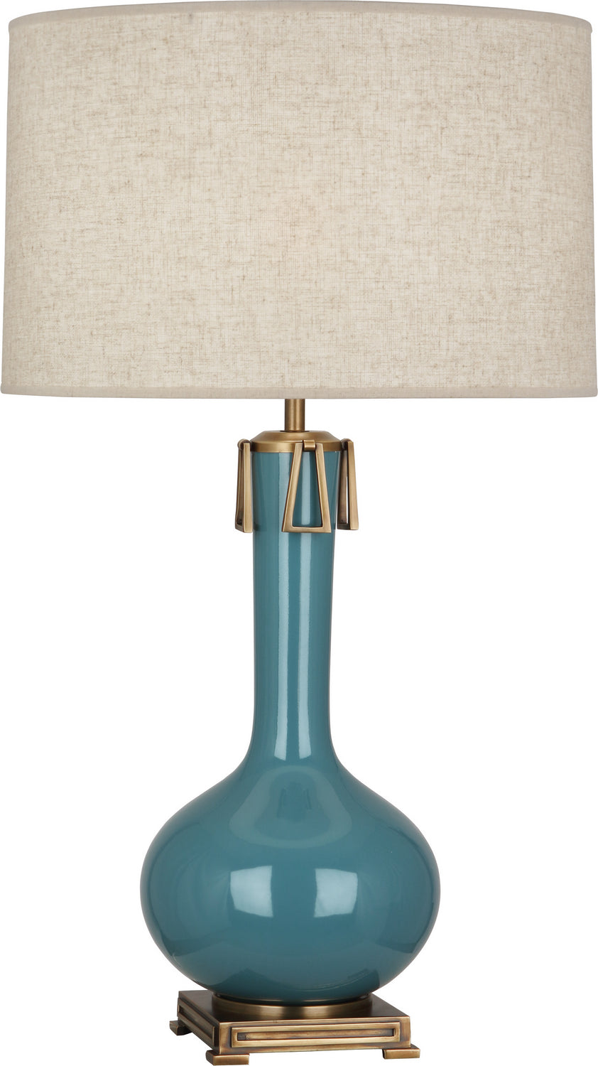 Robert Abbey Lighting OB992 Athena Lamp Steel Blue Glazed W/Aged Brass