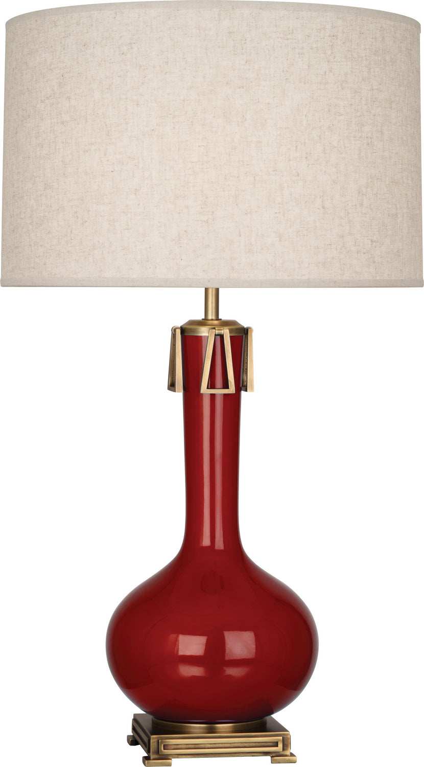 Robert Abbey Lighting OX992 Athena Lamp Oxblood Glazed W/Aged Brass