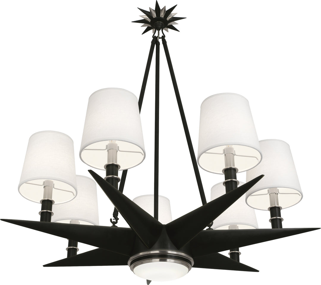 Robert Abbey Cosmos S1018 Chandelier Light - Deep Patina Bronze w/ Antique Silver/Frosted Glass Diffuser