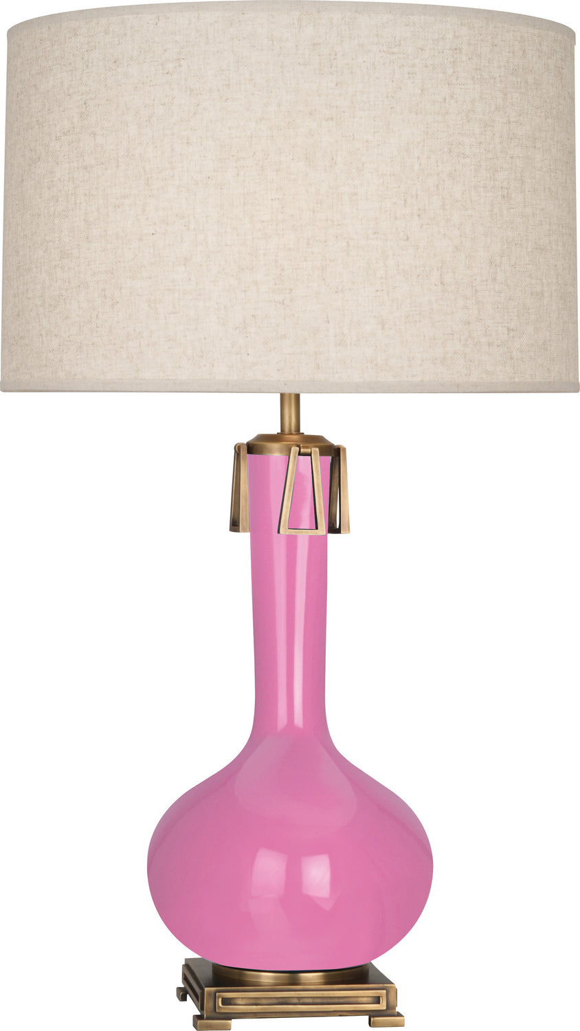 Robert Abbey Lighting SP992 Athena Lamp Schiaparelli Pink Glazed W/Aged Brass