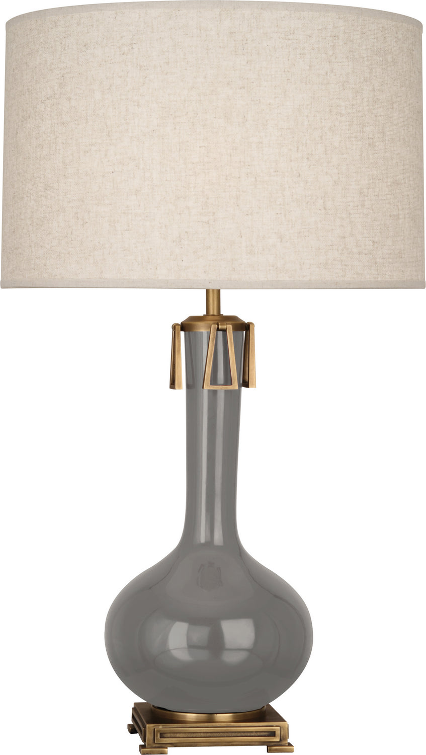 Robert Abbey Lighting ST992 Athena Lamp Smoky Taupe Glazed W/Aged Brass