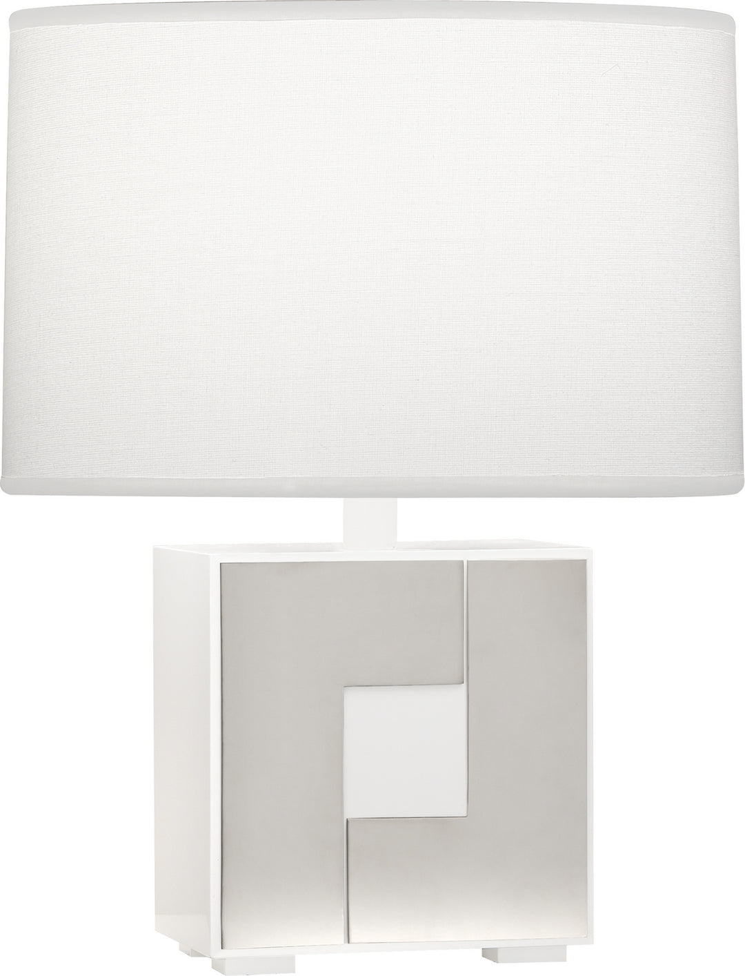 Robert Abbey Lighting WH578 Blox Lamp White Enamel W/ Polished Nickel